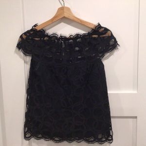 Robert Rodriguez black cap sleeve top with lace. Size 0.
